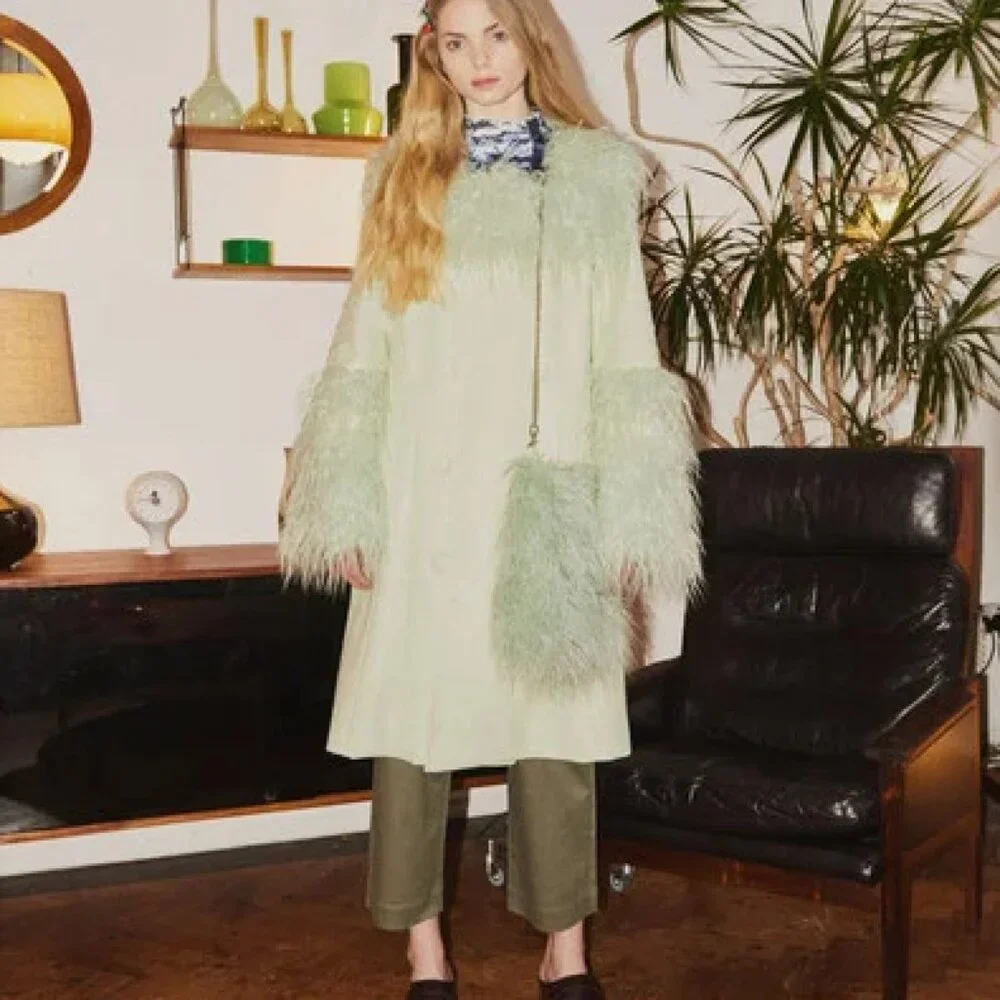 House of Sunny "Penny" mint green statement coat - Picture 3 of 10